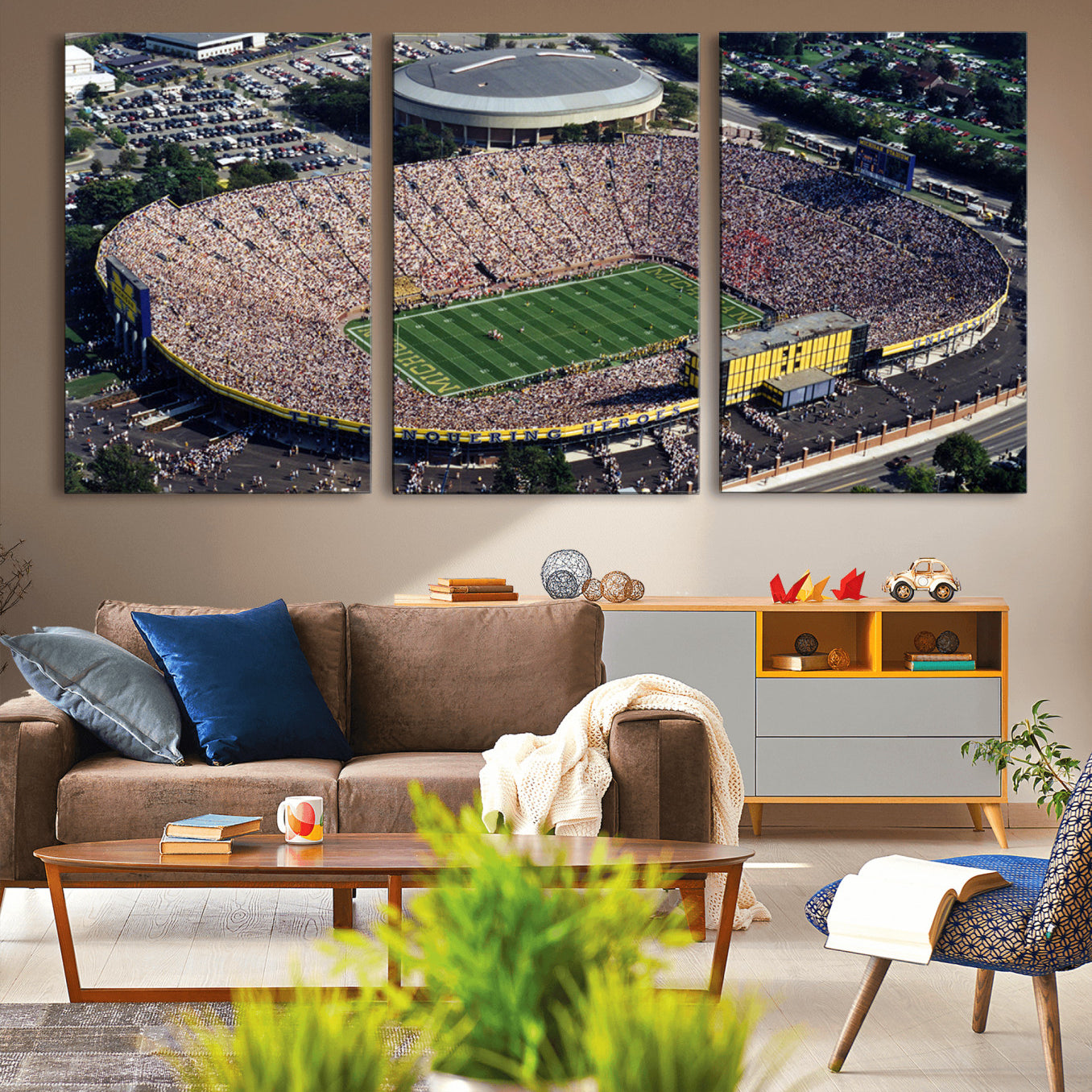 27314-MGV-CV-36X24-Michigan Wolverines Football Team Print - Ann Arbor Michigan Stadium Print, Michigan Wolverines