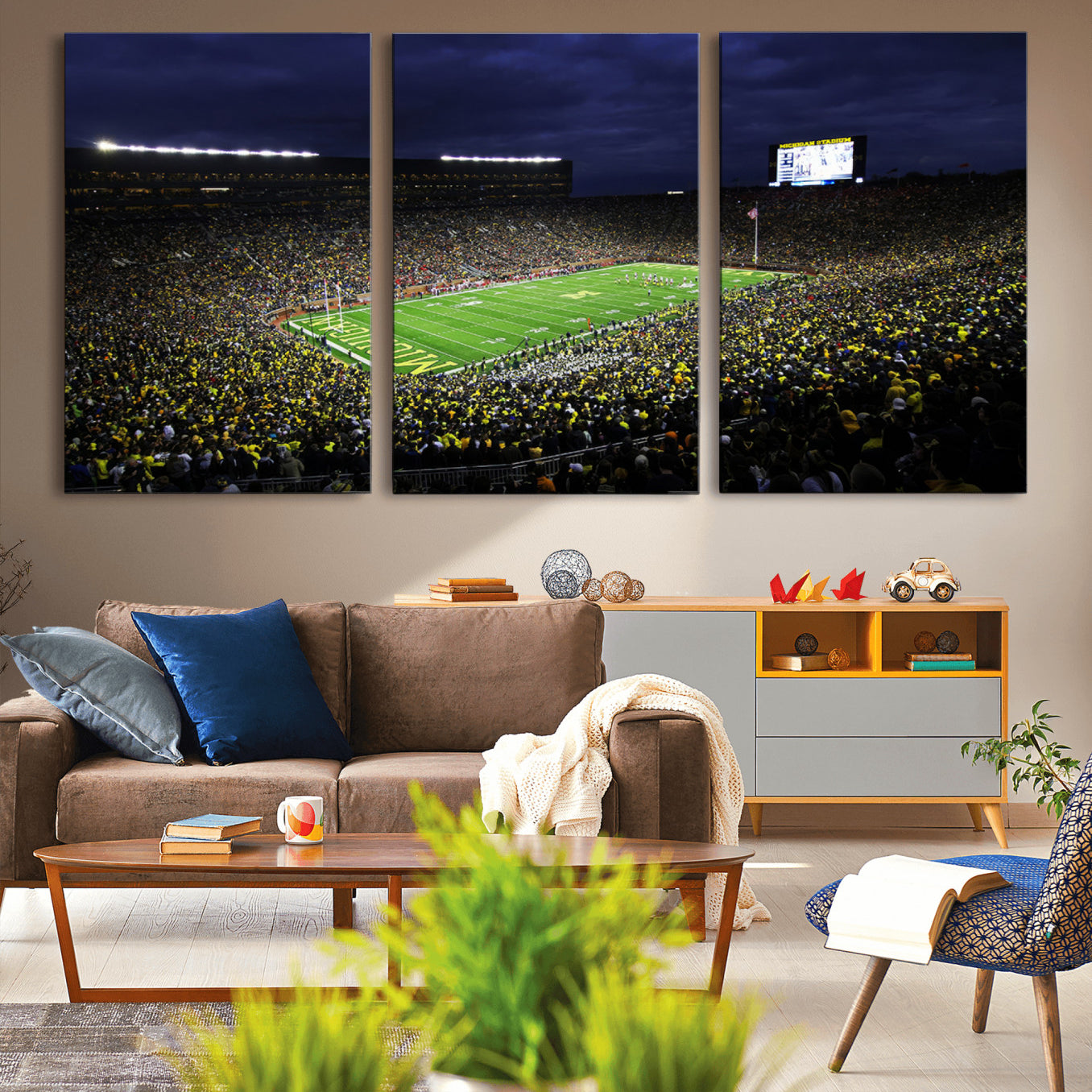 15448-MGV-CV-36X24-Michigan Wolverines Football Canvas Wall Decor, Football Team Print - Ann Arbor Michigan Stadium