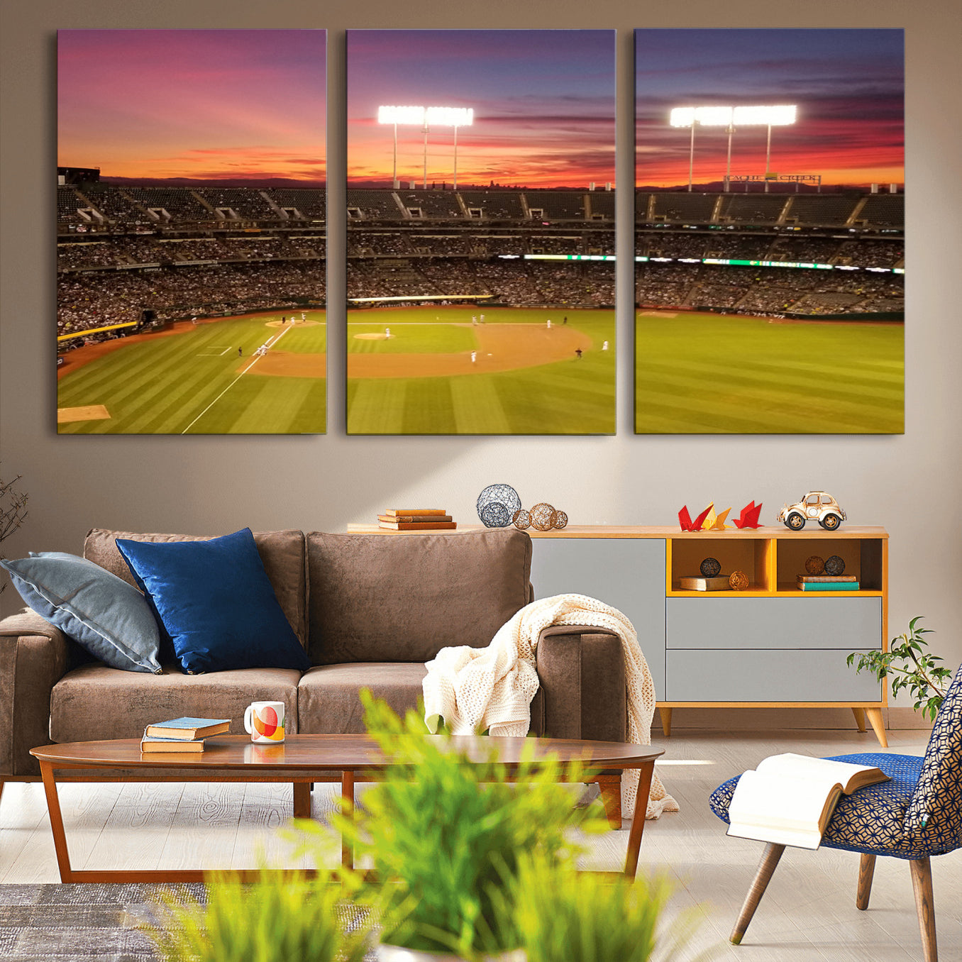-Oakland Athletics Baseball Team Print - Oakland Coliseum Stadium Wall Art Canvas Print