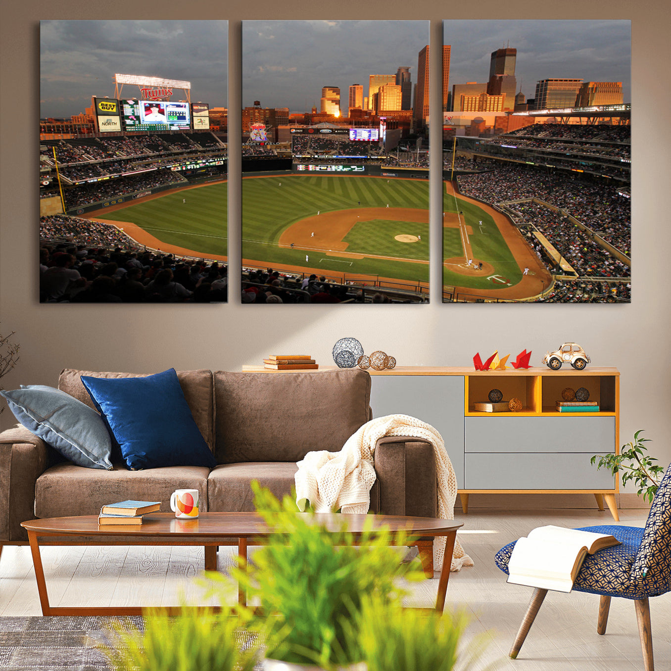 99822-MGV-CV-60X30-3P-Minnesota Twins Baseball Team Print - Minneapolis Target Field Stadium Wall Art Canvas Print