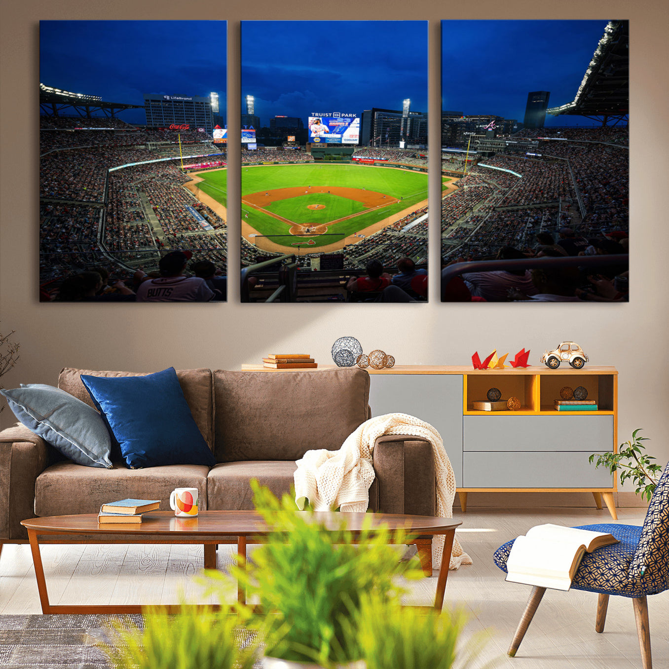 88590-MGV-CV-36X24-Truist Park Night Game Canvas Art - Atlanta Braves Stadium Wall Art Canvas