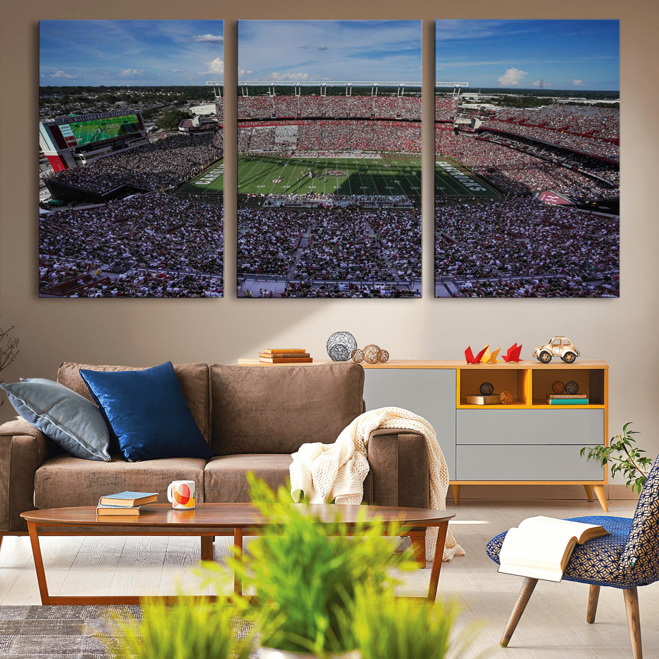 83382-MGV-CV-36X24-South Carolina Gamecocks Football Team Print - Columbia Williams-Brice Stadium Wall Art Canvas Print