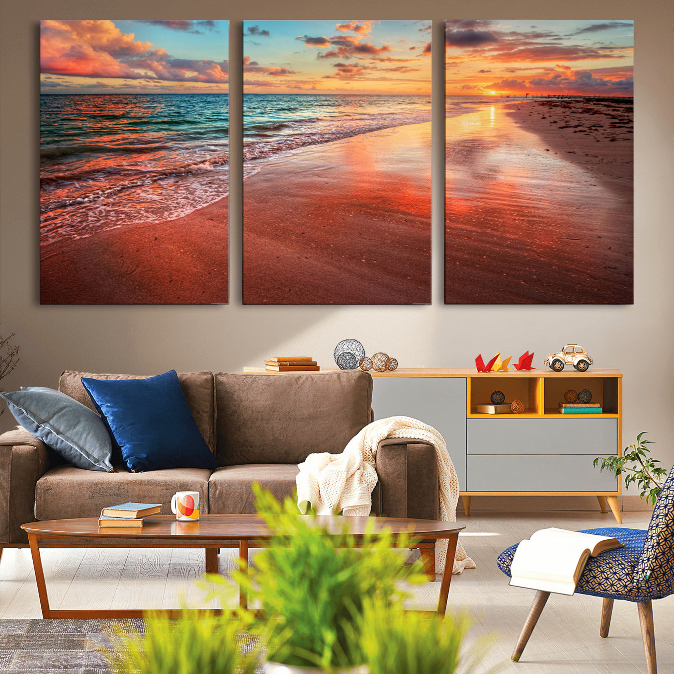 90287-MGV-CV-36X24-Sunset Beach Wall Art | Ocean Canvas Print | Coastal Wall Art | Tranquil Sunset Canvas Print