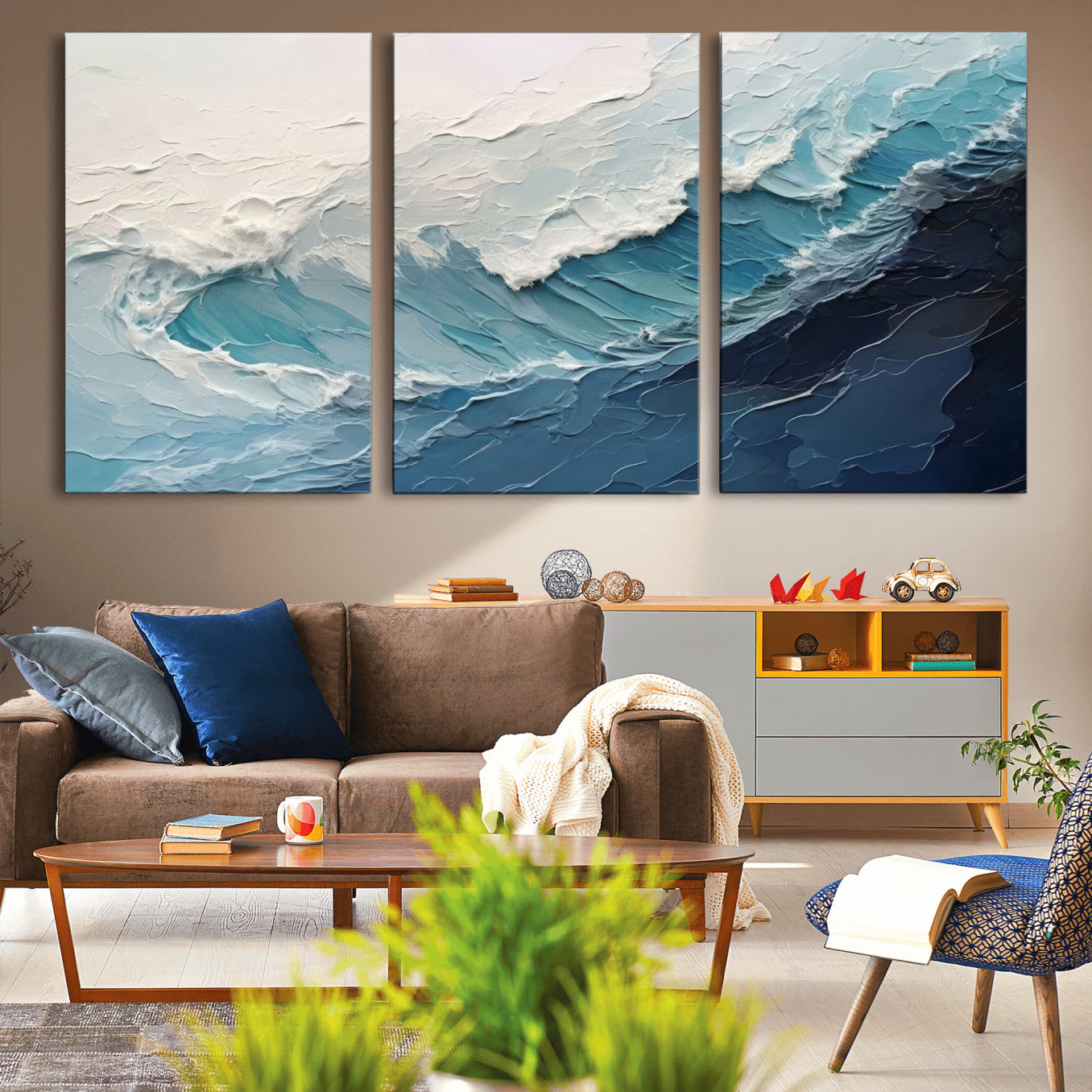 23887-MGV-CV-36X24-Ocean Wave Canvas Wall Art Print – Coastal Living Room Large Ocean Wave Seascape Wall Art for Home, Office, Living Room