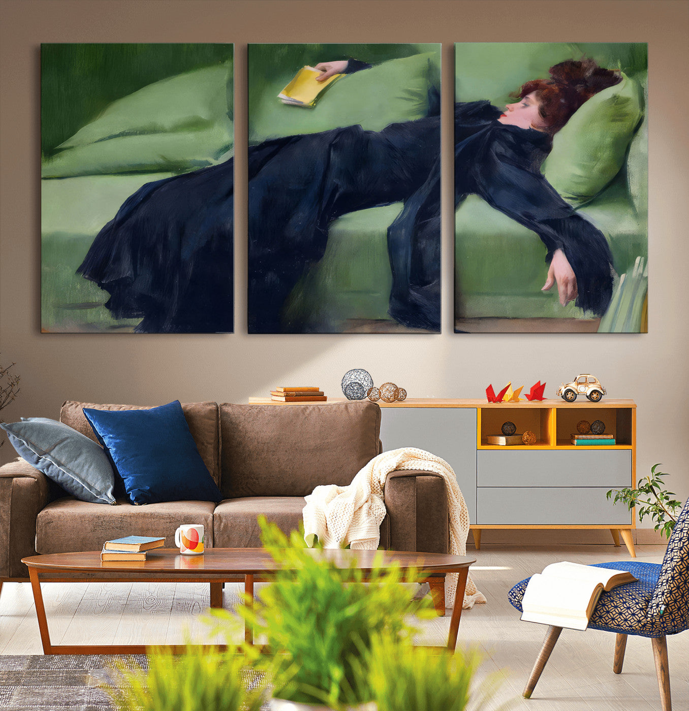 17725-MGV-CV-36X24-Decadent Girl by Ramon Casas Wall Art Canvas Print, Framed Decadent Girl Canvas Print