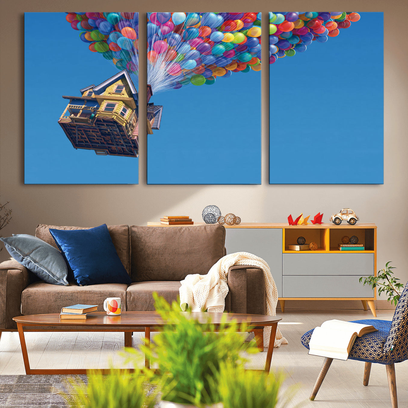 -Carl Fredricksen, Up Movie Wall Art, Balloons Wall Art, Air Balloons for Kids Room Print