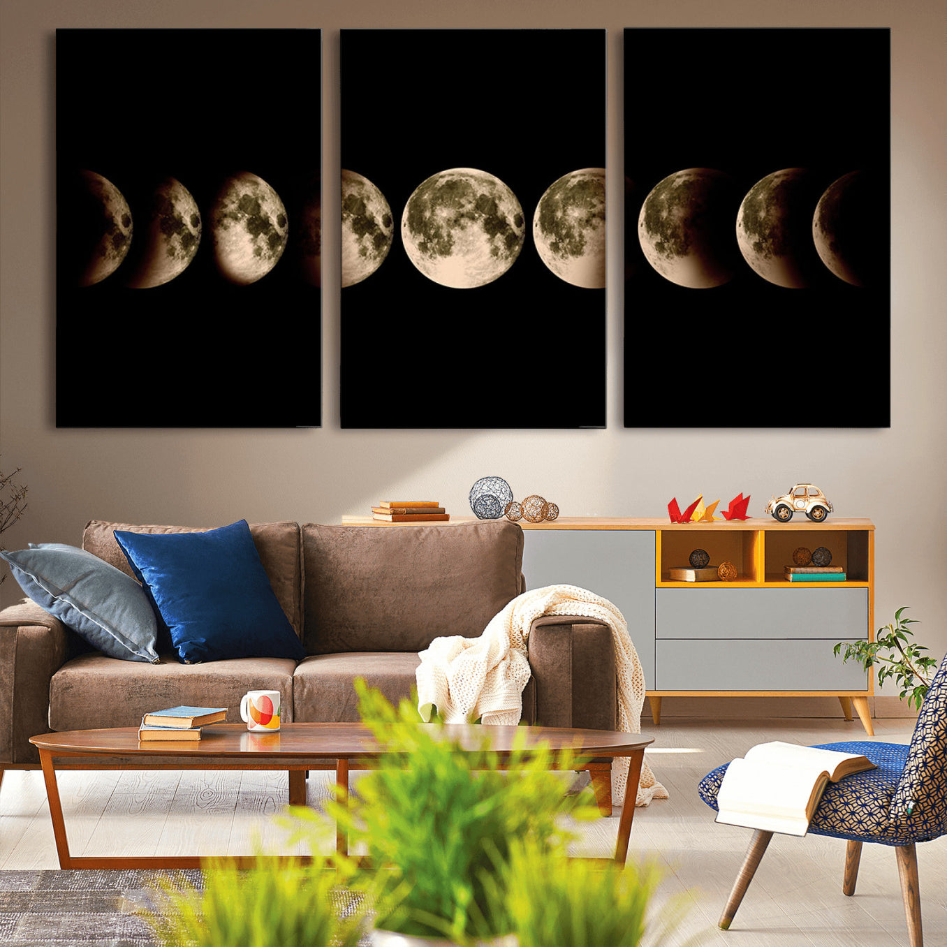 52750-MGV-CV-36X24-Phases of the Moon Wall Art | Canvas Print for Modern Wall Decor | Ready to Hang and Framed