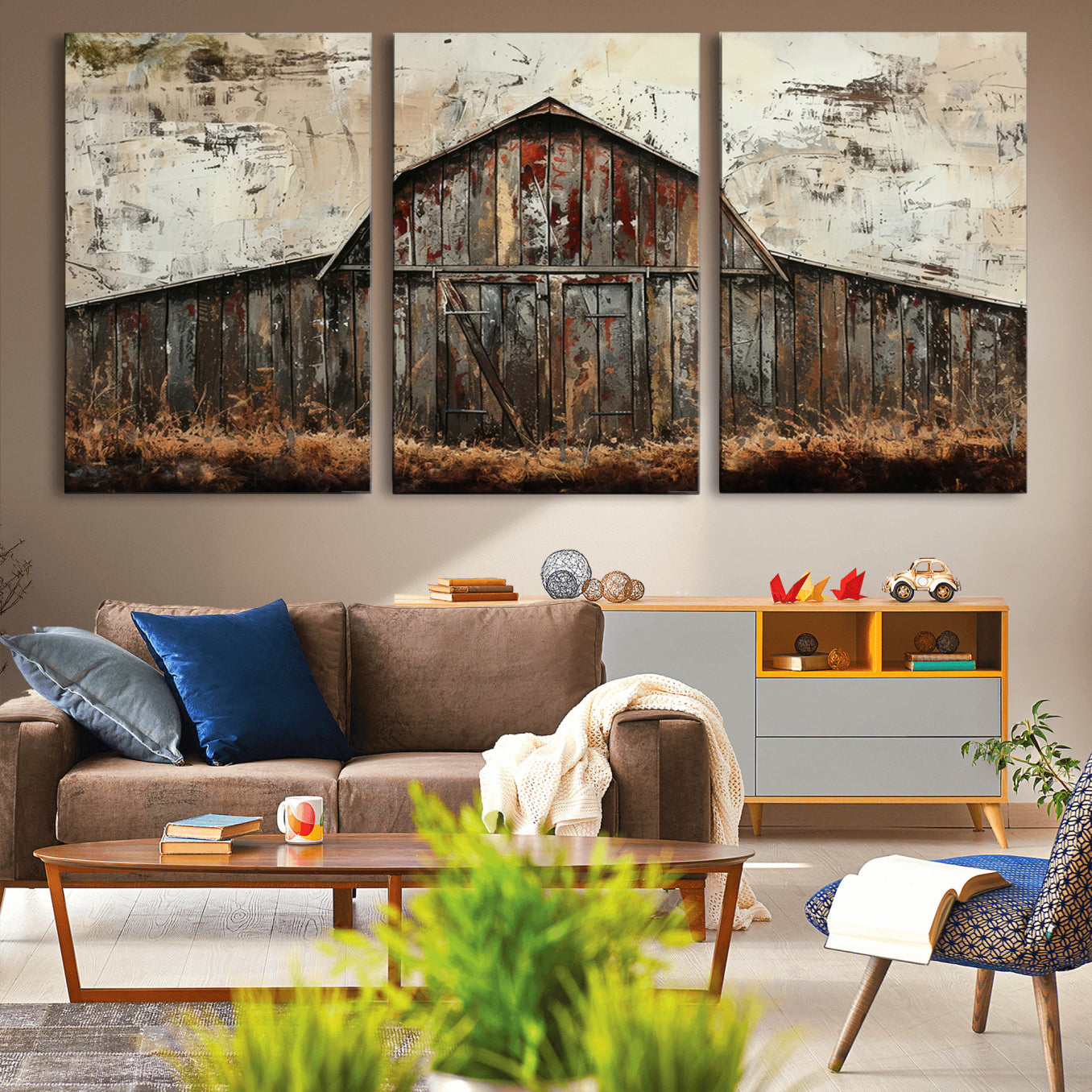 -Rustic Barn Wall Art | Farmhouse Wall Decor Canvas Print | Ready to Hang Barn Decor for Cabin or