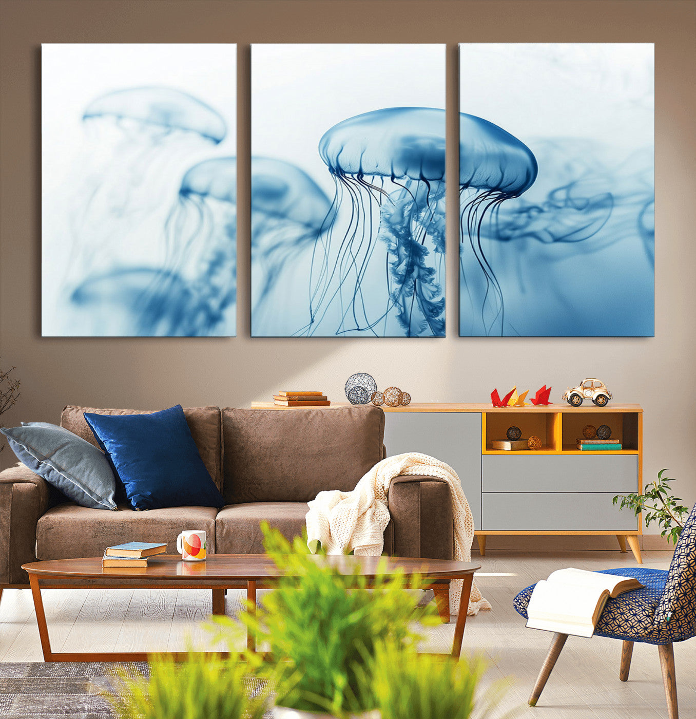 87333-MGV-CV-36X24-Blue Jellyfish Wall Art Canvas Print