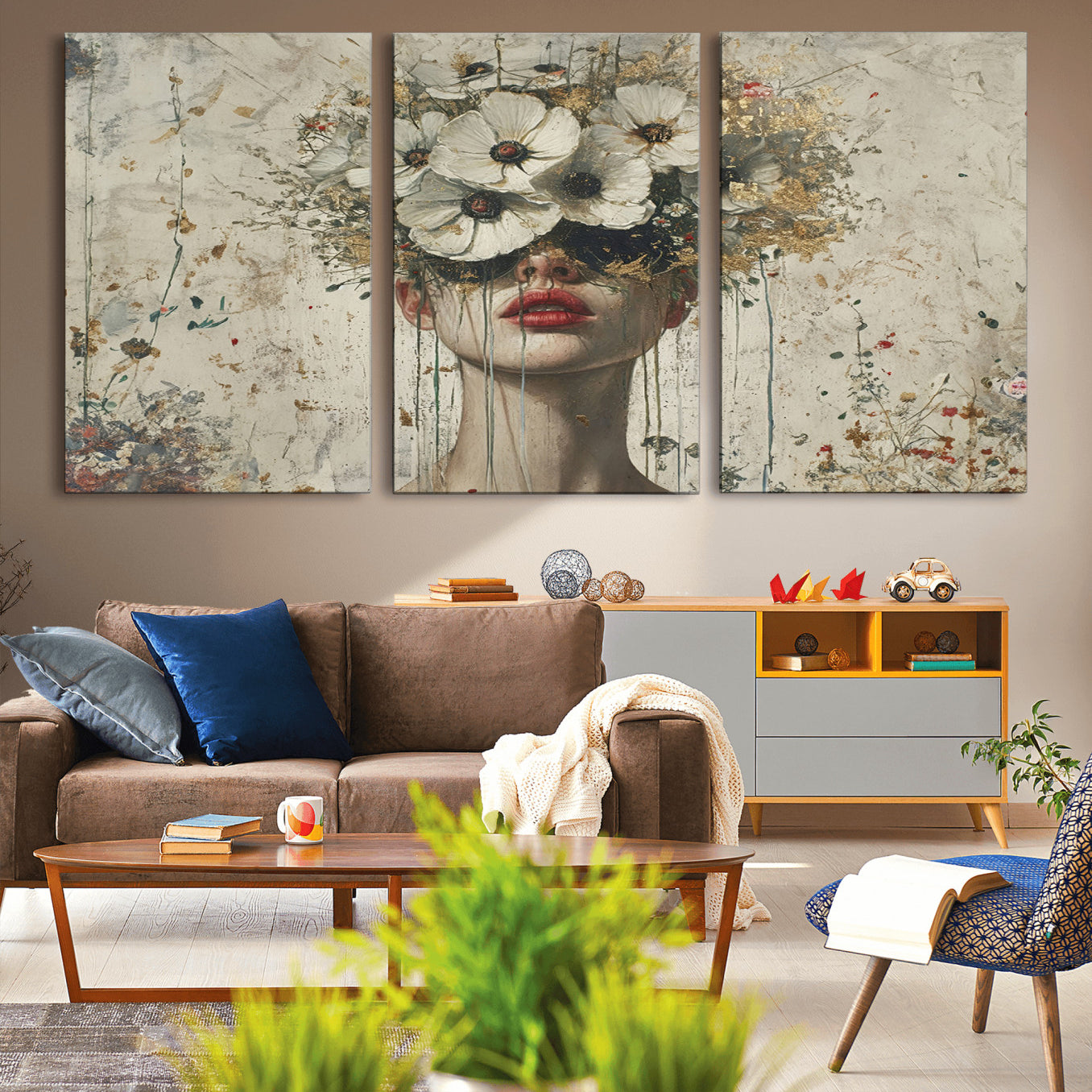 72759-MGV-CV-36X24-Abstract Floral Women Patel Wall Art Canvas Print