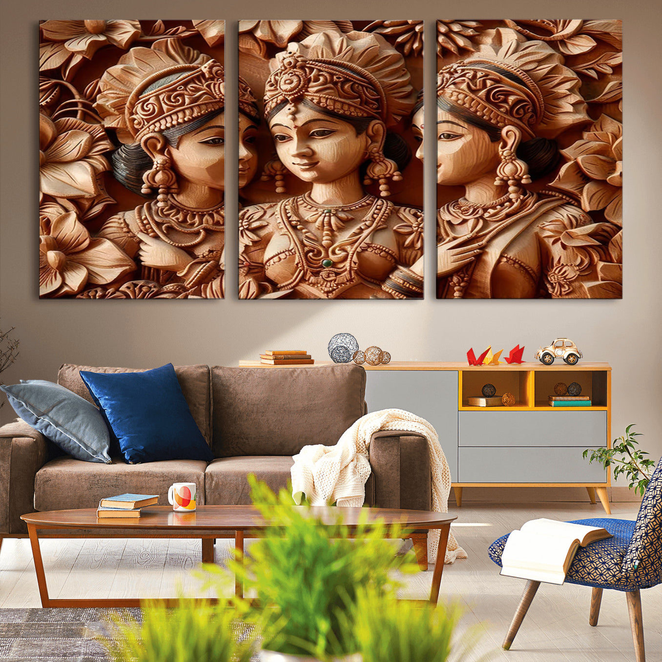 89522-MGV-CV-36X24-Indian Woman Statue Wall Art Canvas Print