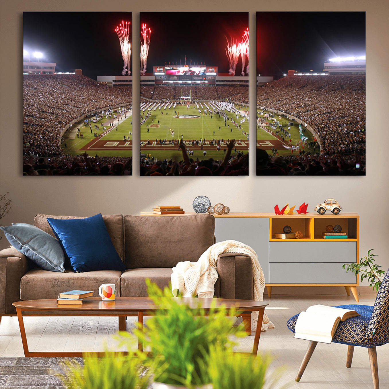 -Framed Florida State Seminoles Football Team Print - Tallahassee Doak Campbell Stadium Wall Art