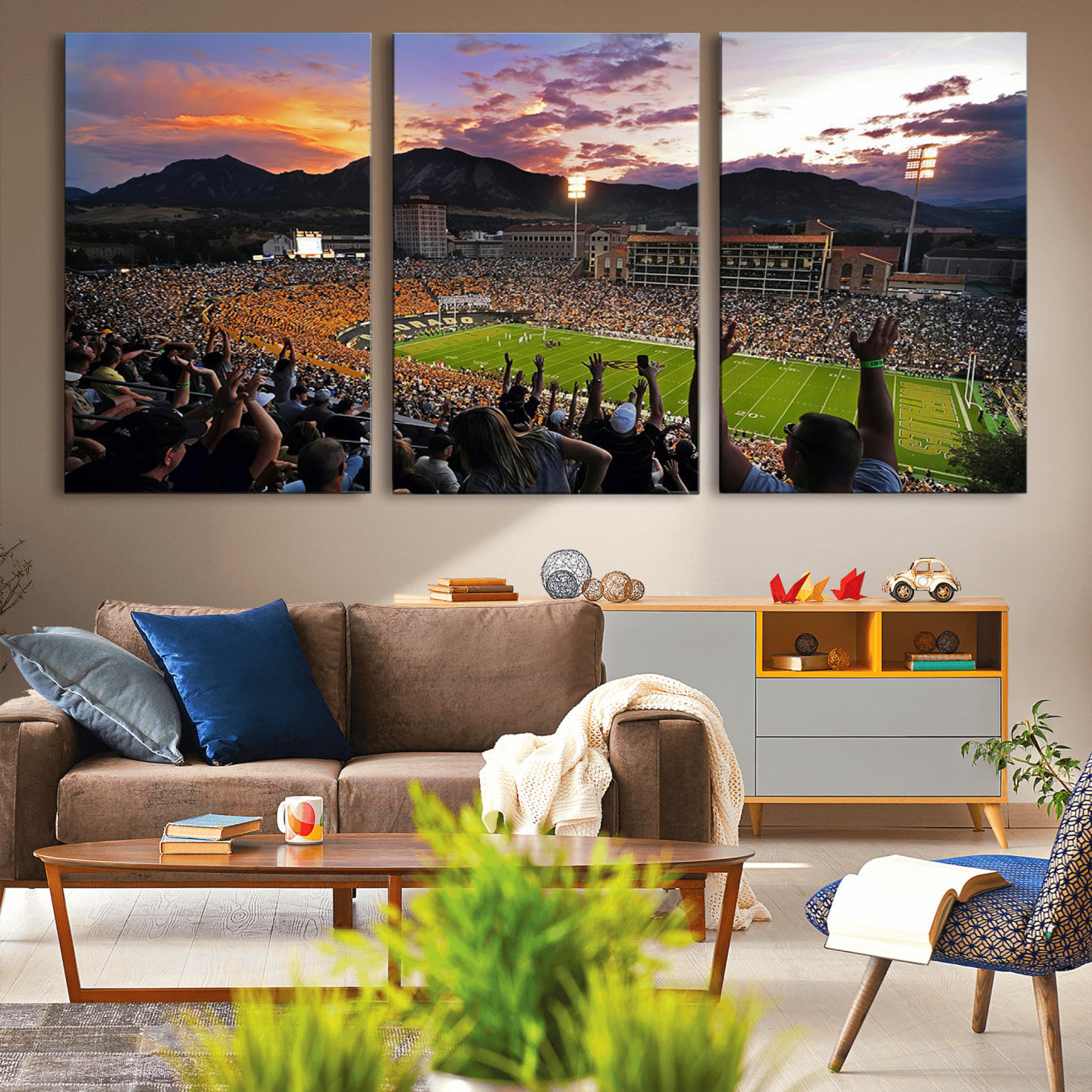 -Framed Colorado Buffaloes Football Team Print - Boulder Folsom Field Stadium Wall Art Canvas Print