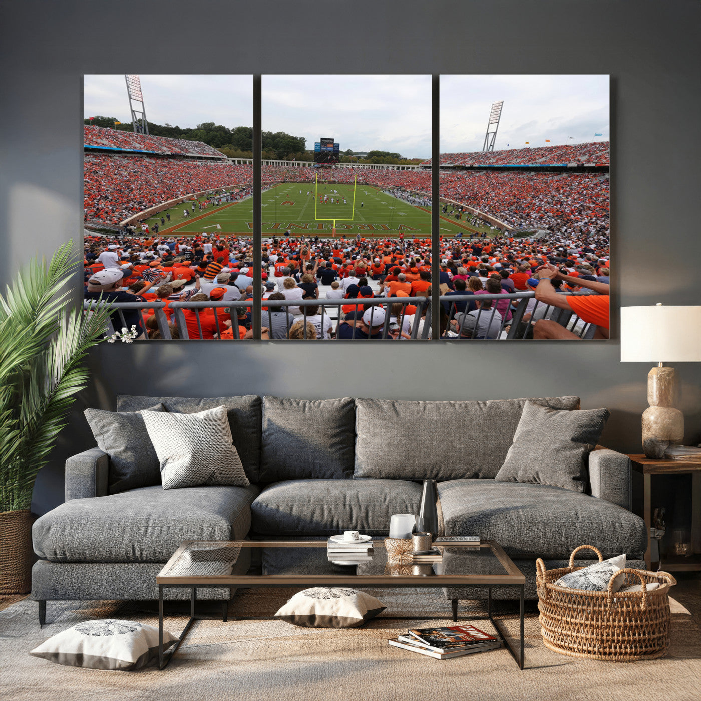 63606-MGV-CV-36X24 - Virginia Cavaliers Football Team Print - Charlottesville Scott Stadium Print Wall Art Canvas