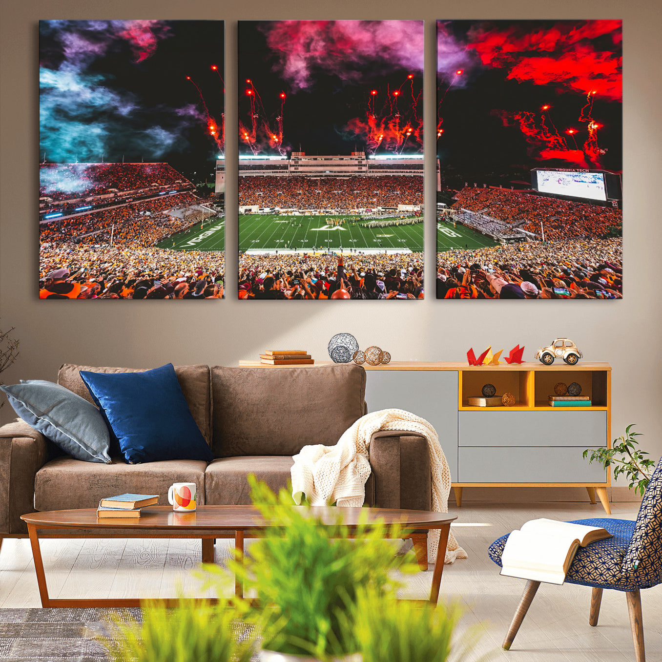 -Virginia Tech Hokies Football Team Print - Blacksburg Lane Stadium Wall Art Canvas Print