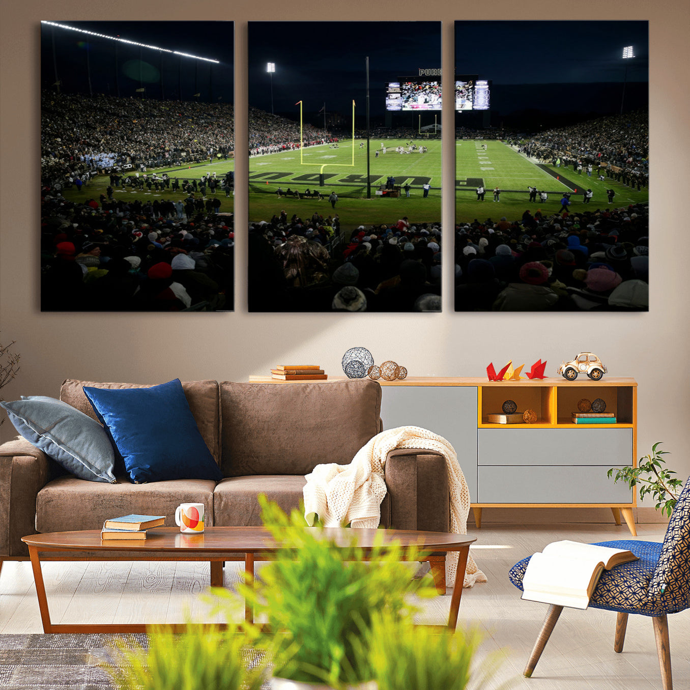 -Purdue Boilermakers Football Team Print - West Lafayette Ross–Ade Stadium Wall Art Canvas Print