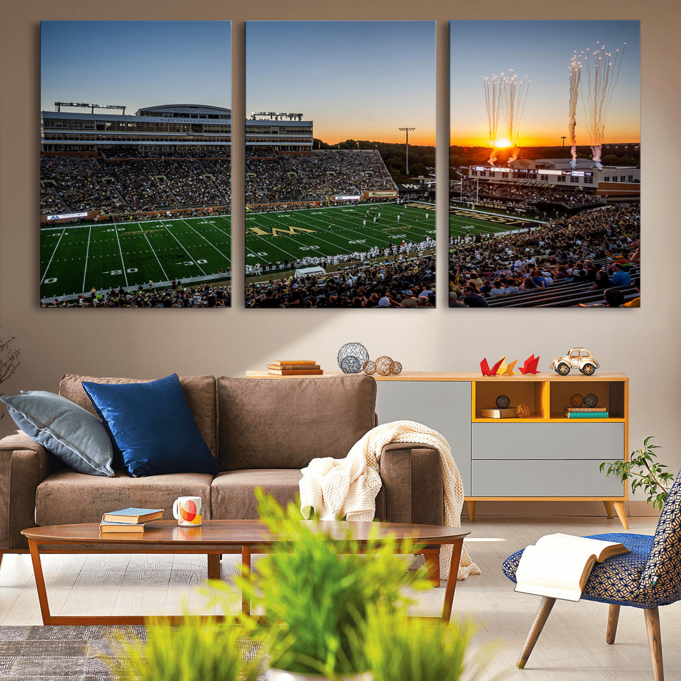 29253-MGV-CV-36X24-Demon Deacons Football Team Print Canvas- Winston-Salem Allegacy Federal Credit Union Stadium Wall