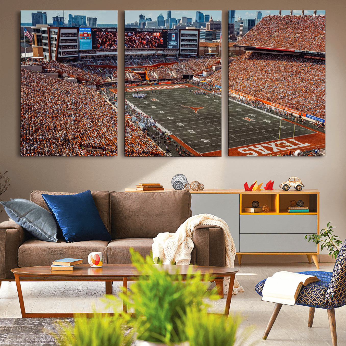 -University of Texas Longhorns Football Team Print - Austin Darrell K Royal-Texas Memorial Stadium