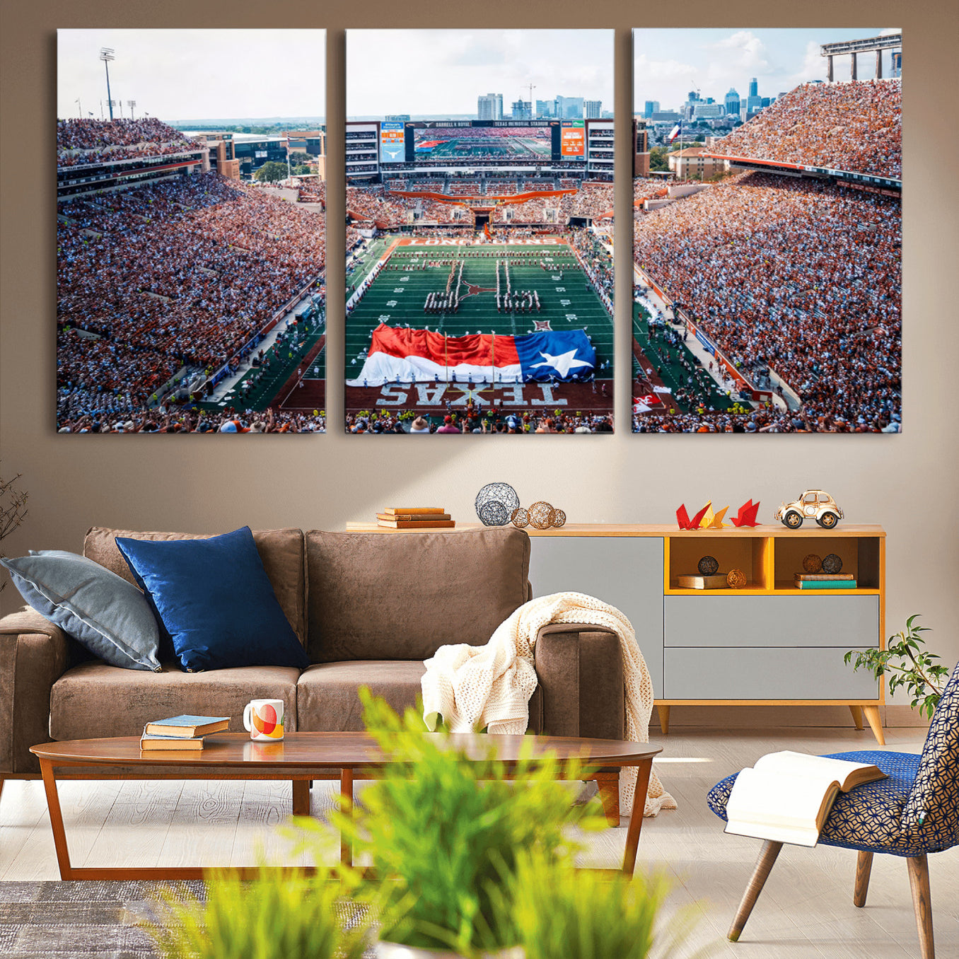 -University of Texas Longhorns Football Team Canvas Print - Austin Darrell K Royal-Texas Memorial