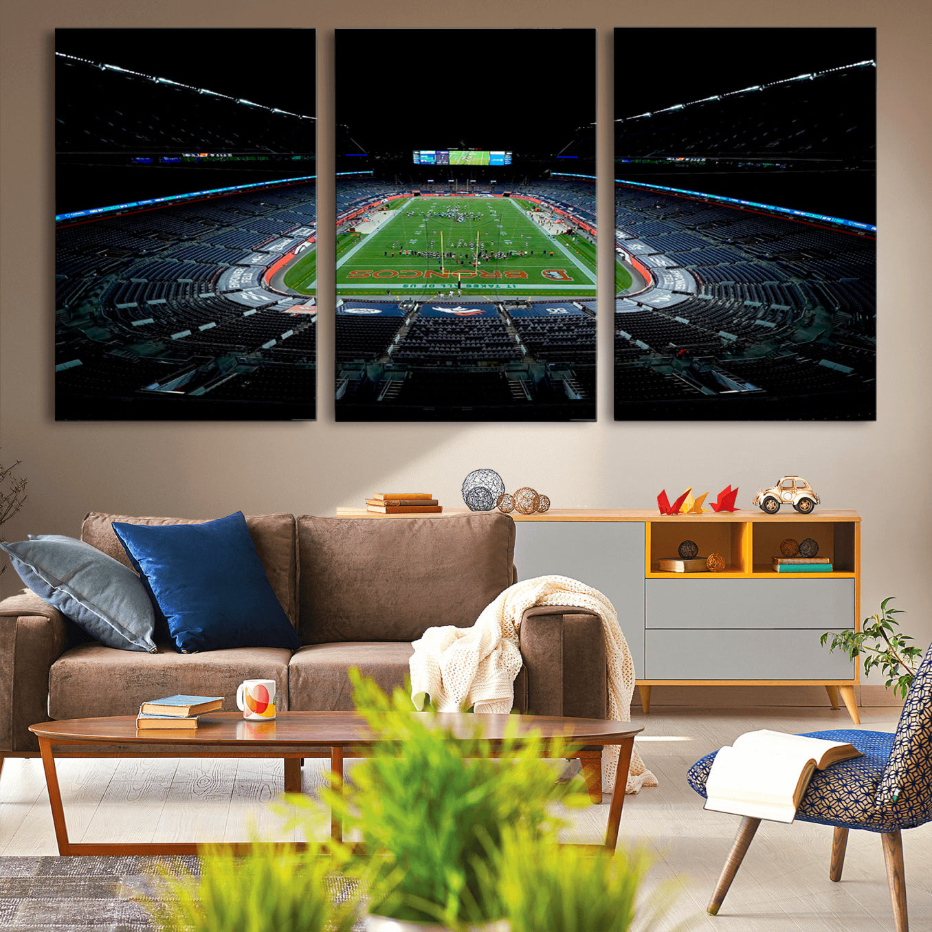 -Denver Broncos Football Team Print Canvas- Denver Empower Field at Mile High Stadium Wall Art Canvas