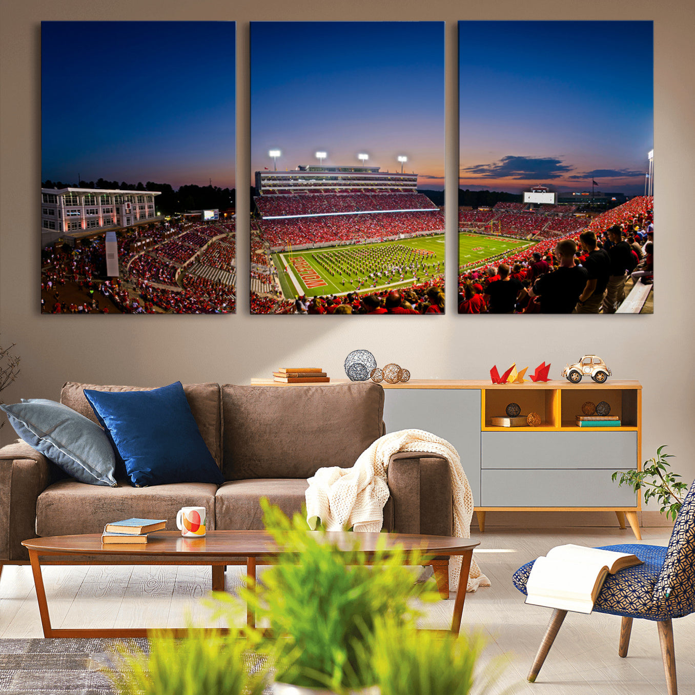 -Wolfpack Football Team Wall Art Print - Raleigh Carter-Finley Stadium Wall Art Canvas Print