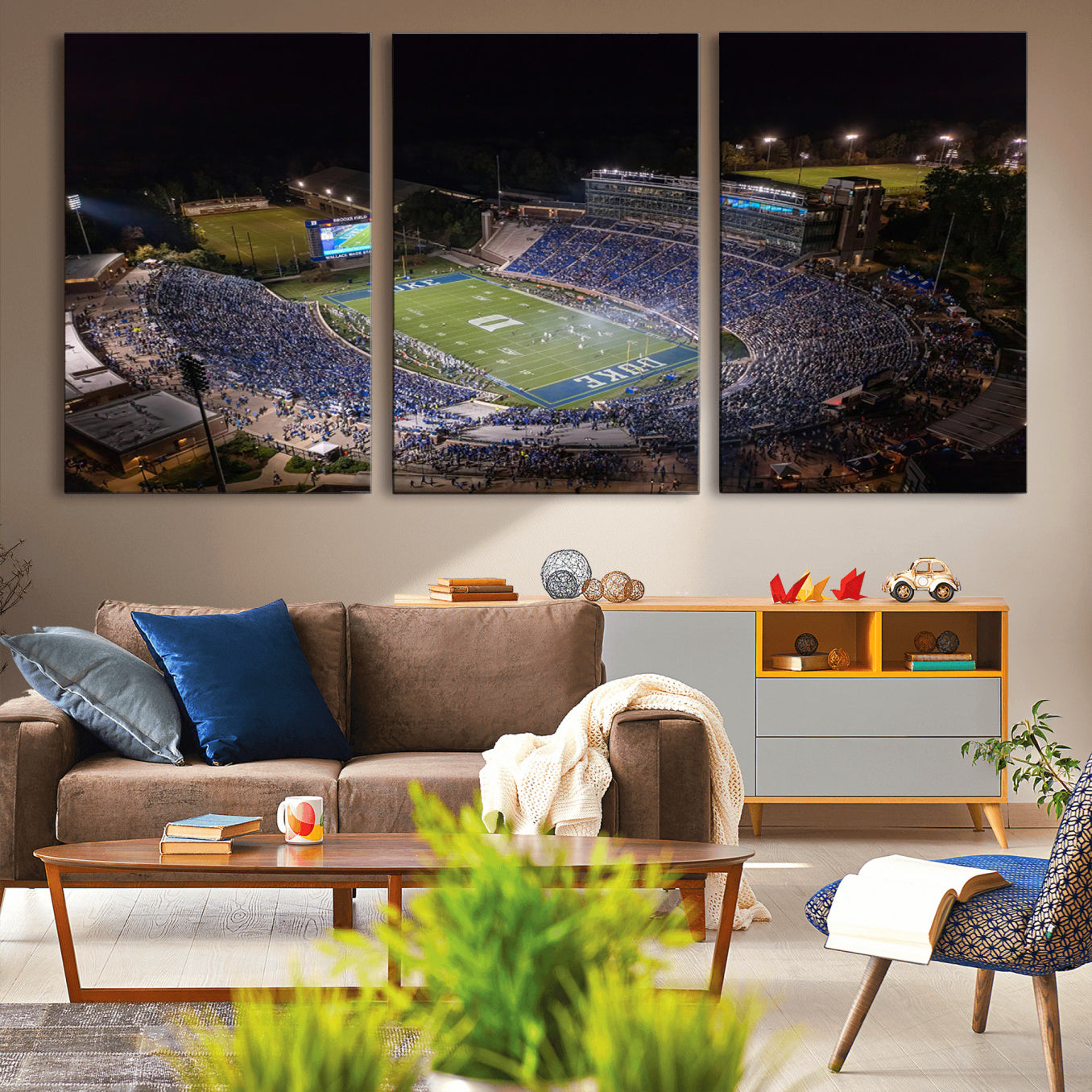 -Duke University Blue Devils Football Print Canvas - Durham Wallace Wade Stadium Wall Art Canvas