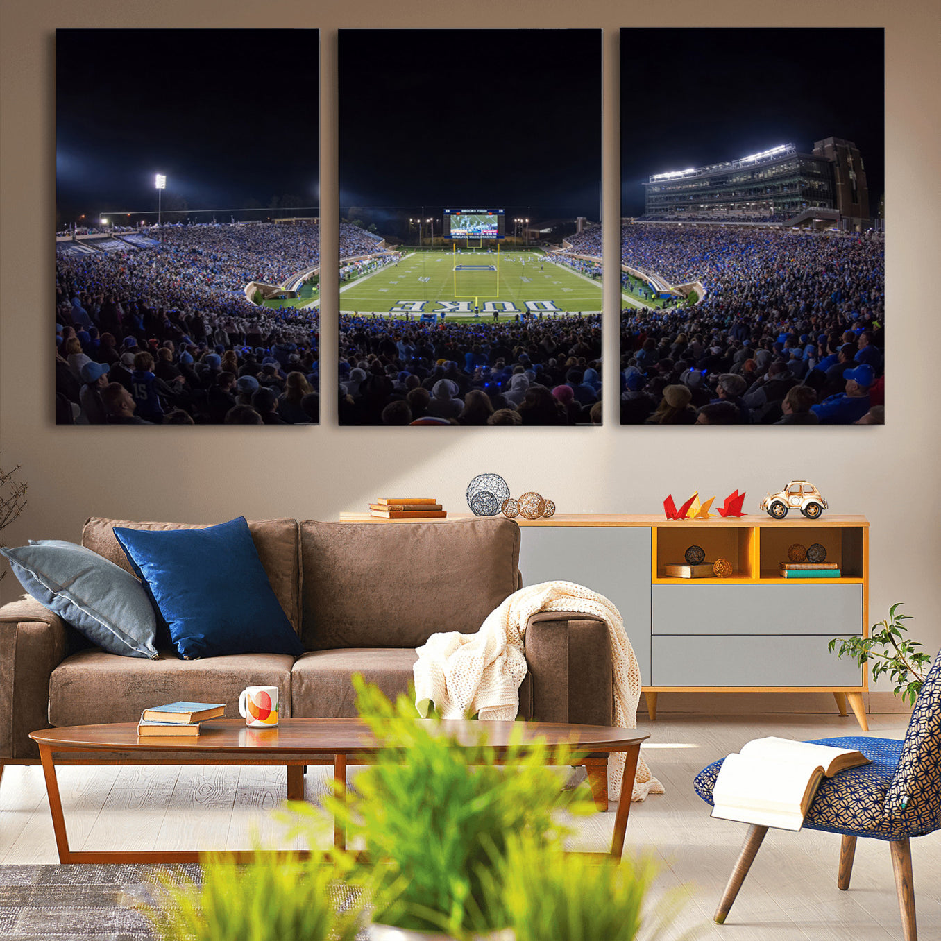 21070-MGV-CV-60X30-3P-Duke University Blue Devils Football Team Print - Durham Wallace Wade Stadium Wall Art Canvas Print