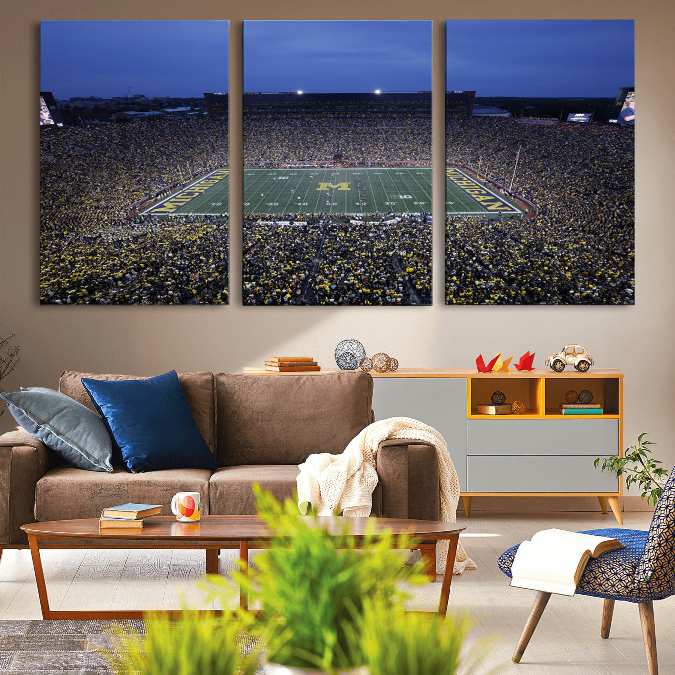 -University of Michigan Wolverines Football Team Print - Ann Arbor Michigan Stadium Wall Art Canvas