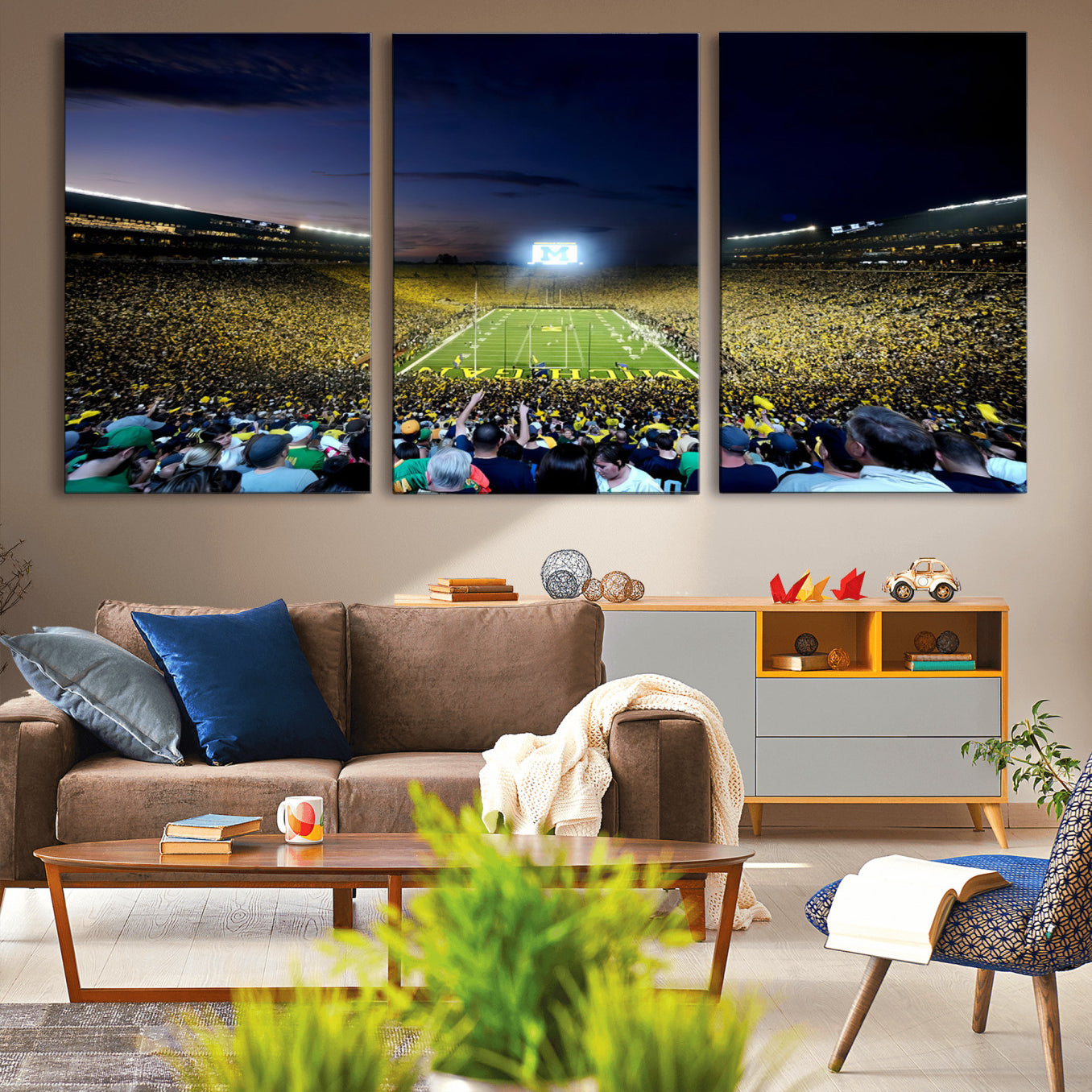 -University of Michigan Wolverines Football Team Print - Ann Arbor Michigan Stadium Canvas Print