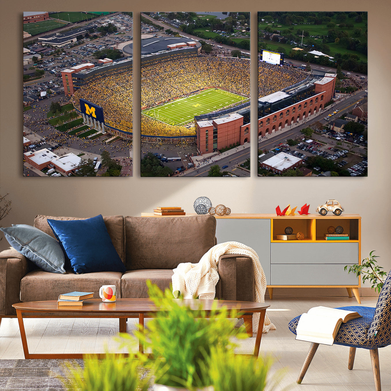 95248-MGV-CV-36X24-University of Michigan Wolverines Football Team Print - Ann Arbor Michigan Stadium Wall Art Canvas