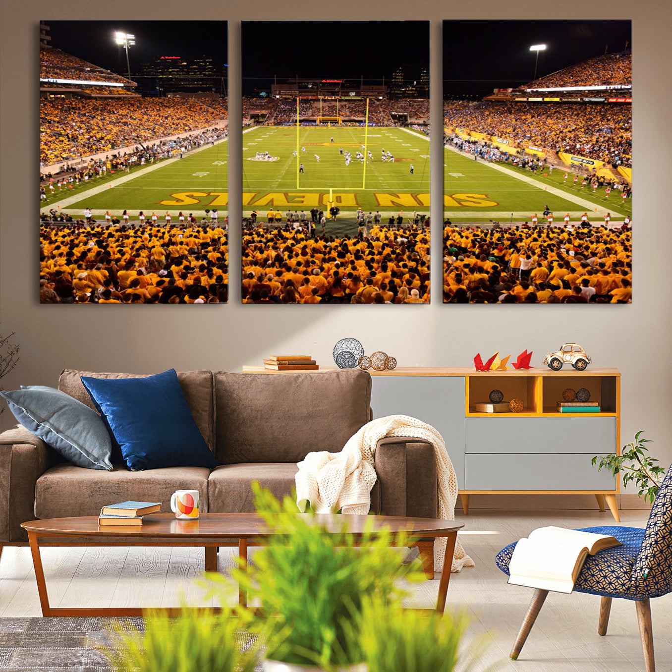 -ASU Sun Devils Football Team Print - Phoenix Mountain America Stadium Wall Art Canvas Print