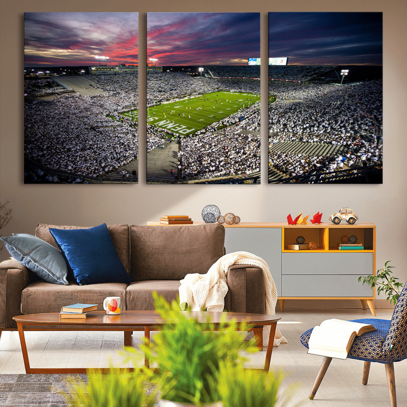 -Penn State Nittany Lions Football Team Print - University Park Beaver Stadium Art Canvas Print