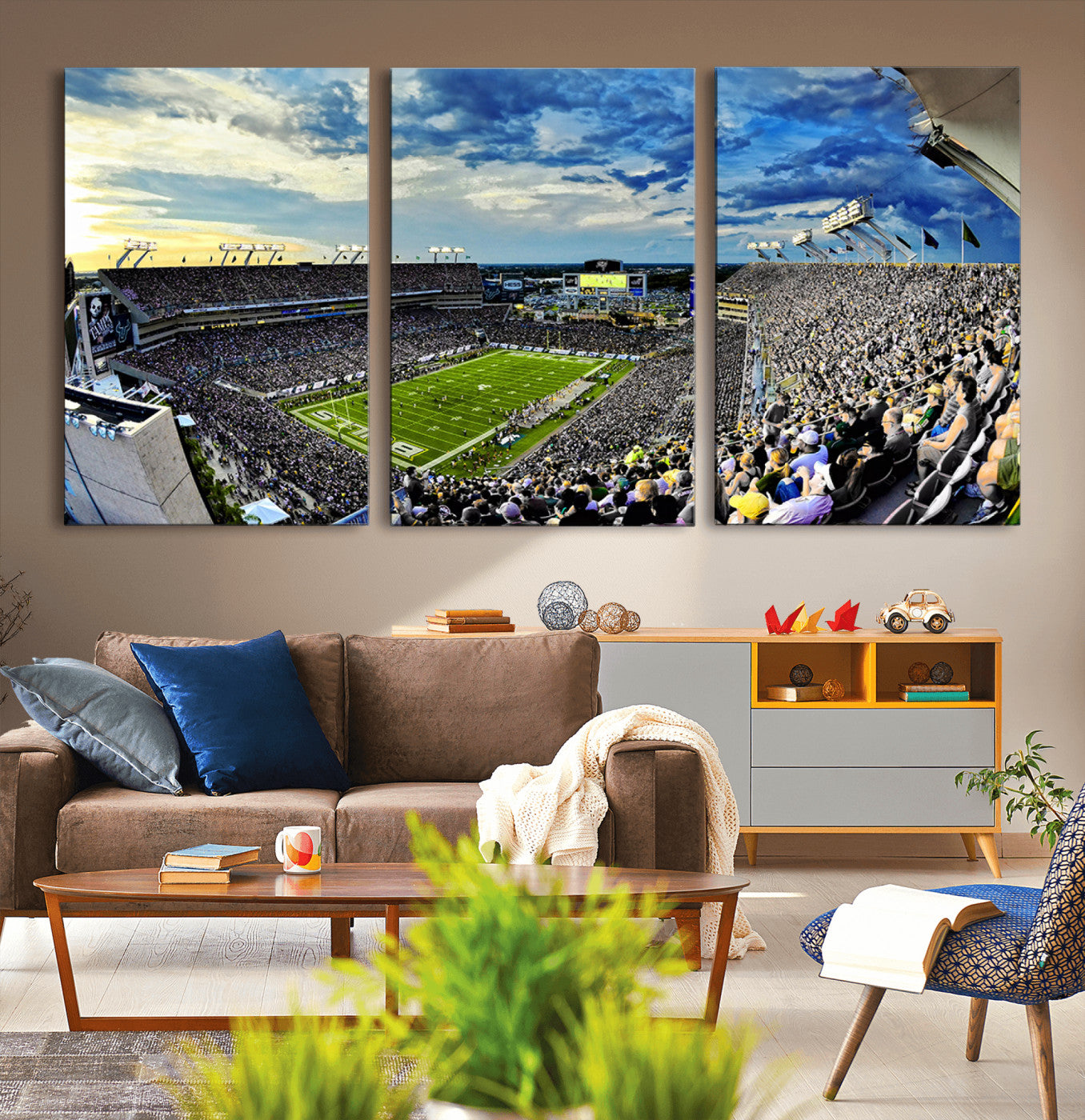 -Framed USF Bulls Football Team Print - Tampa Raymond James Stadium Wall Art Canvas Print