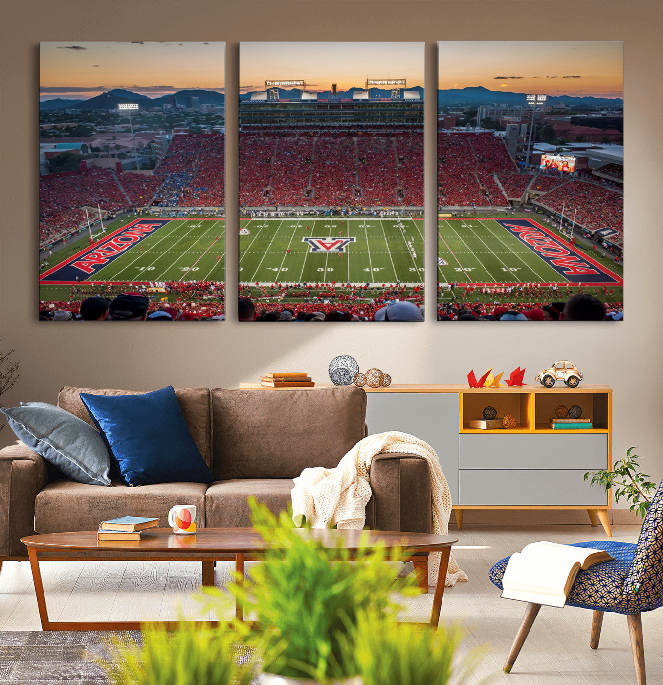 -Arizona Wildcats Football Team Print - Tucson Arizona Stadium Wall Art Canvas Print