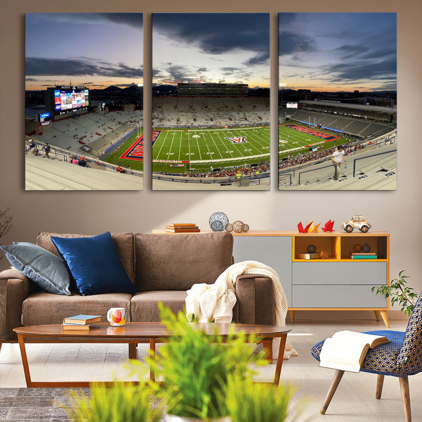 -Arizona Wildcats Football Team Print - Tucson Arizona Stadium Wall Art Canvas Print