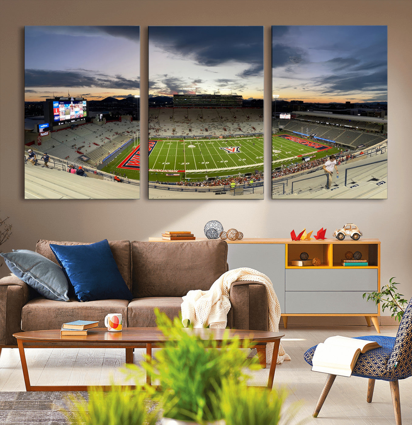 -Arizona Wildcats Football Team Print - Tucson Arizona Stadium Wall Art Canvas Print