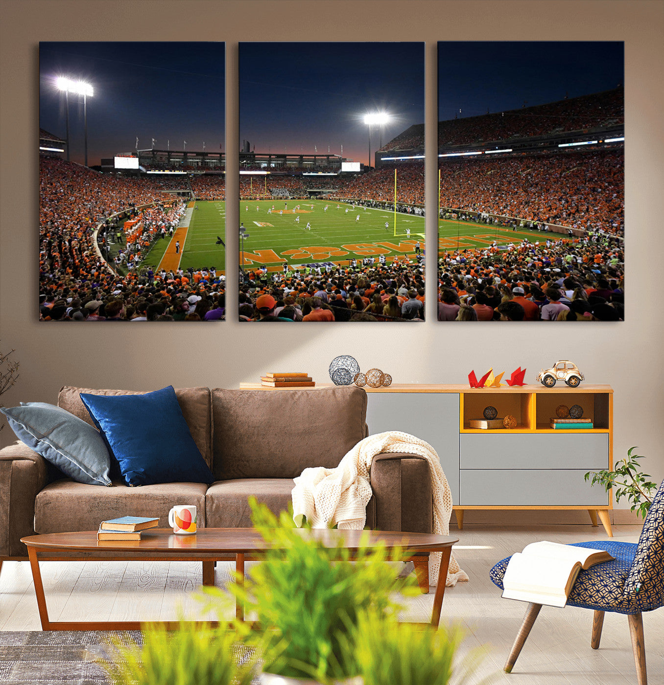 -Clemson University Tigers Art Print, Football Team Print - Clemson Memorial Stadium Wall Art Canvas