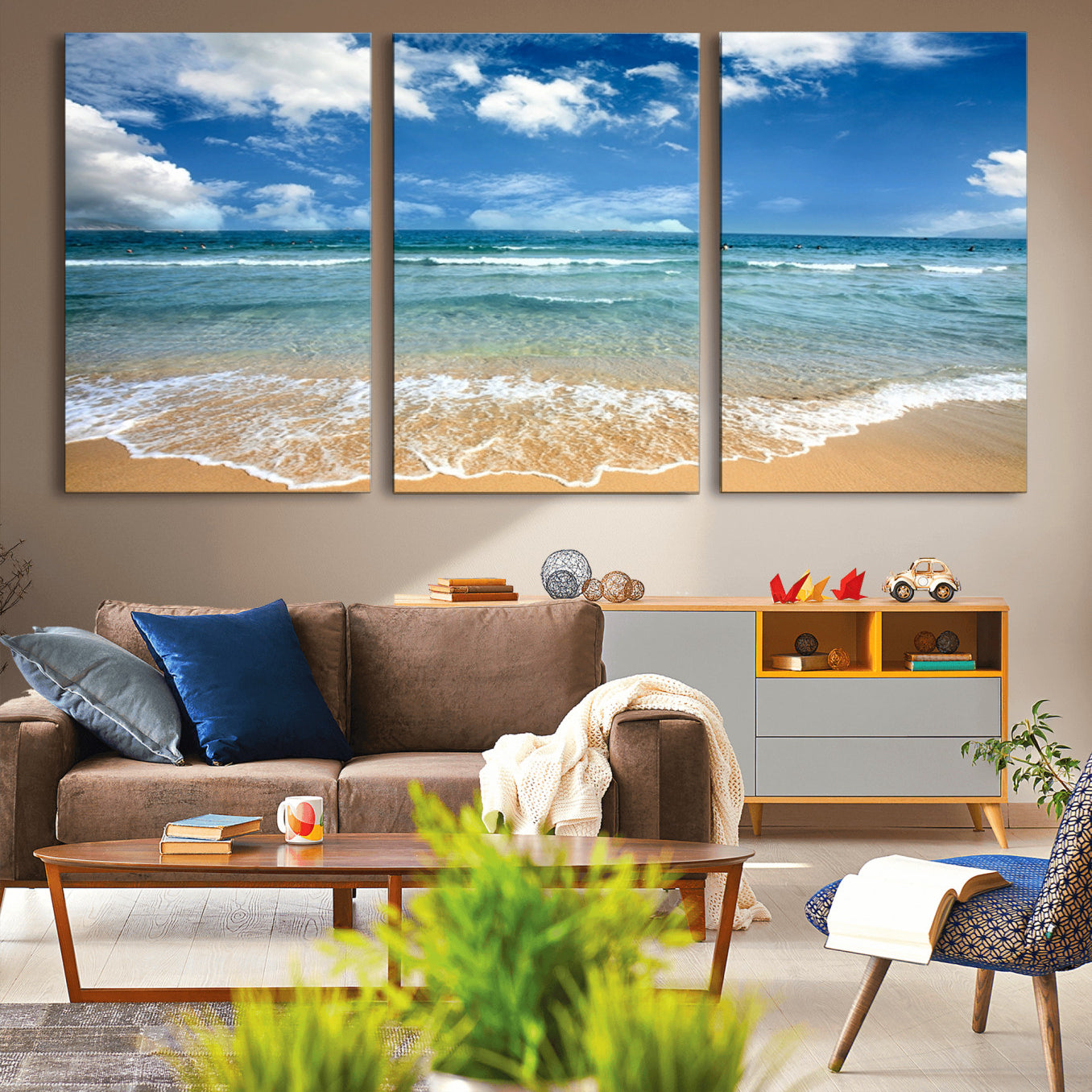 -Sea View From the Beach Canvas Print
