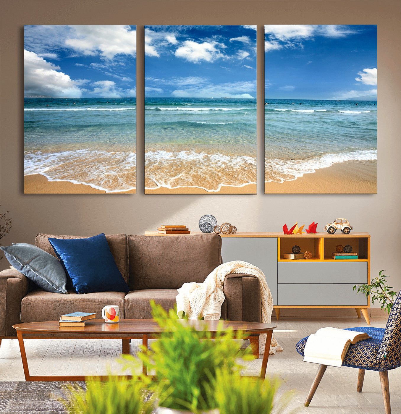 -Sea View From the Beach Canvas Print
