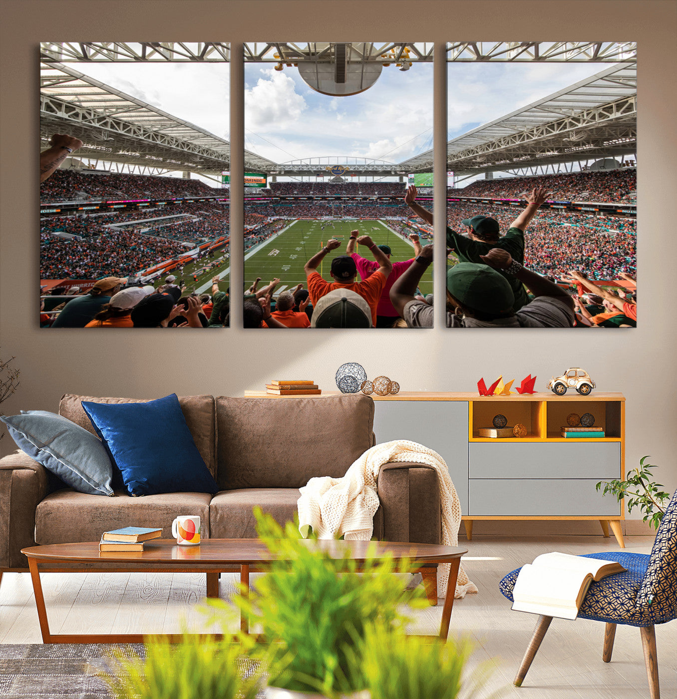 -Miami Hurricanes Football Team Wall Art Print - Miami Hard Rock Stadium Wall Art Canvas Print