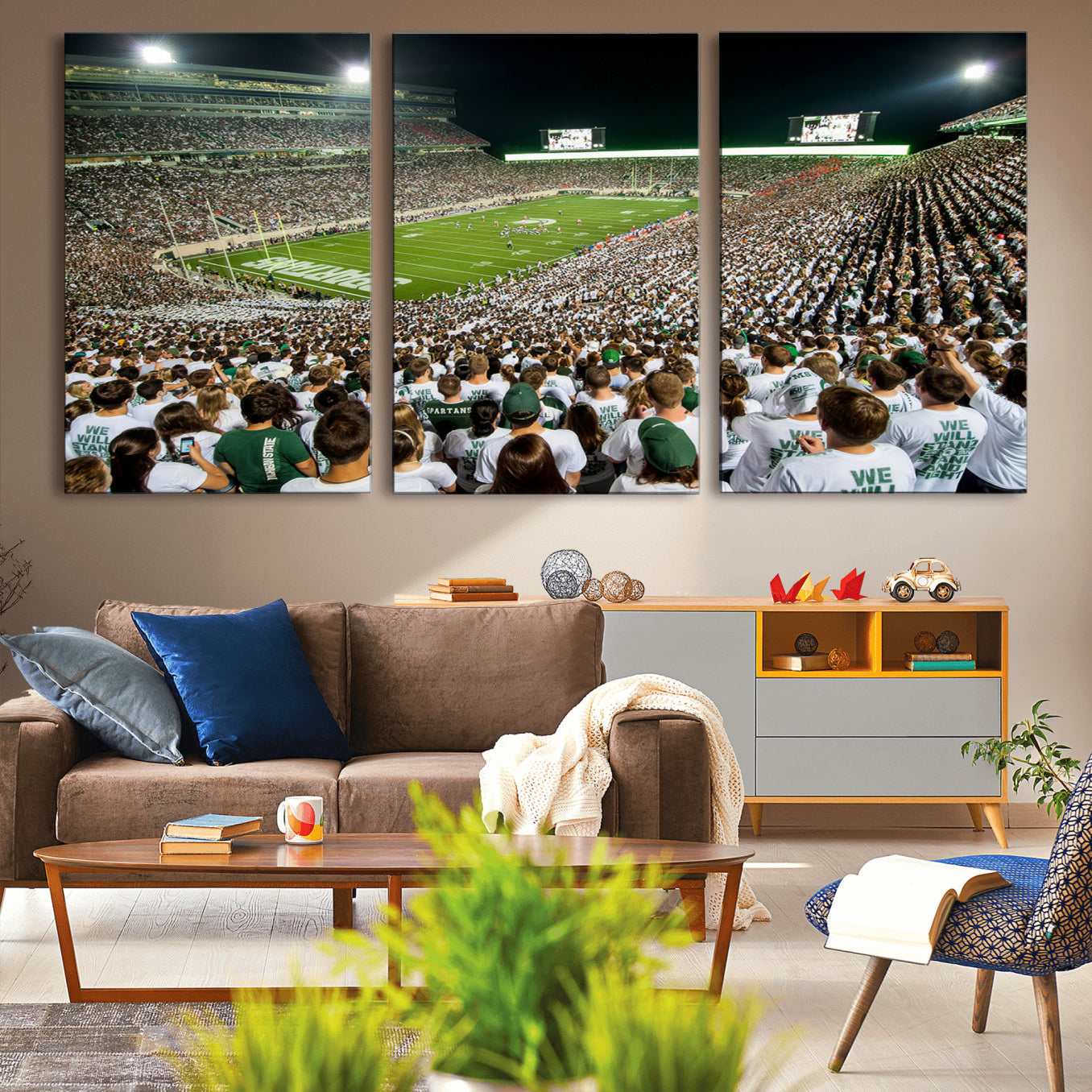 -Michigan State Spartans Football Canvas Print - East Lansing Spartan Stadium Wall Art Canvas Print