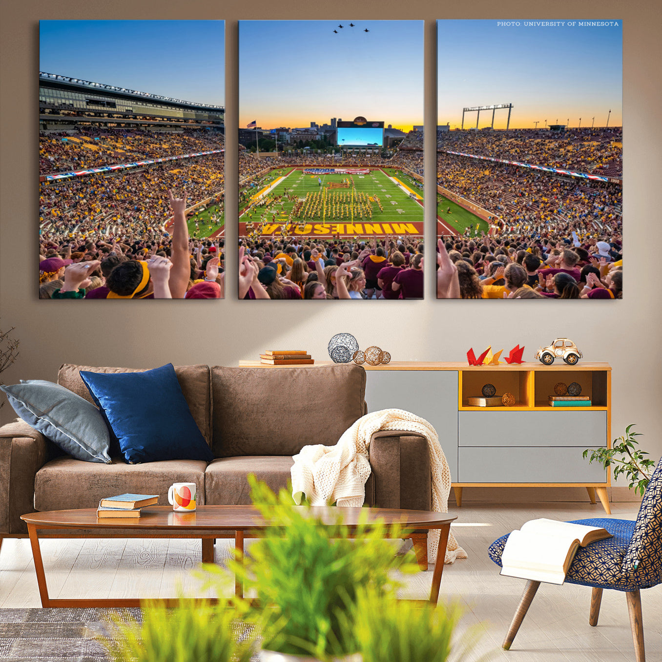 -University of Minnesota Golden Gophers Football Team Print - Minneapolis Huntington Bank Stadium