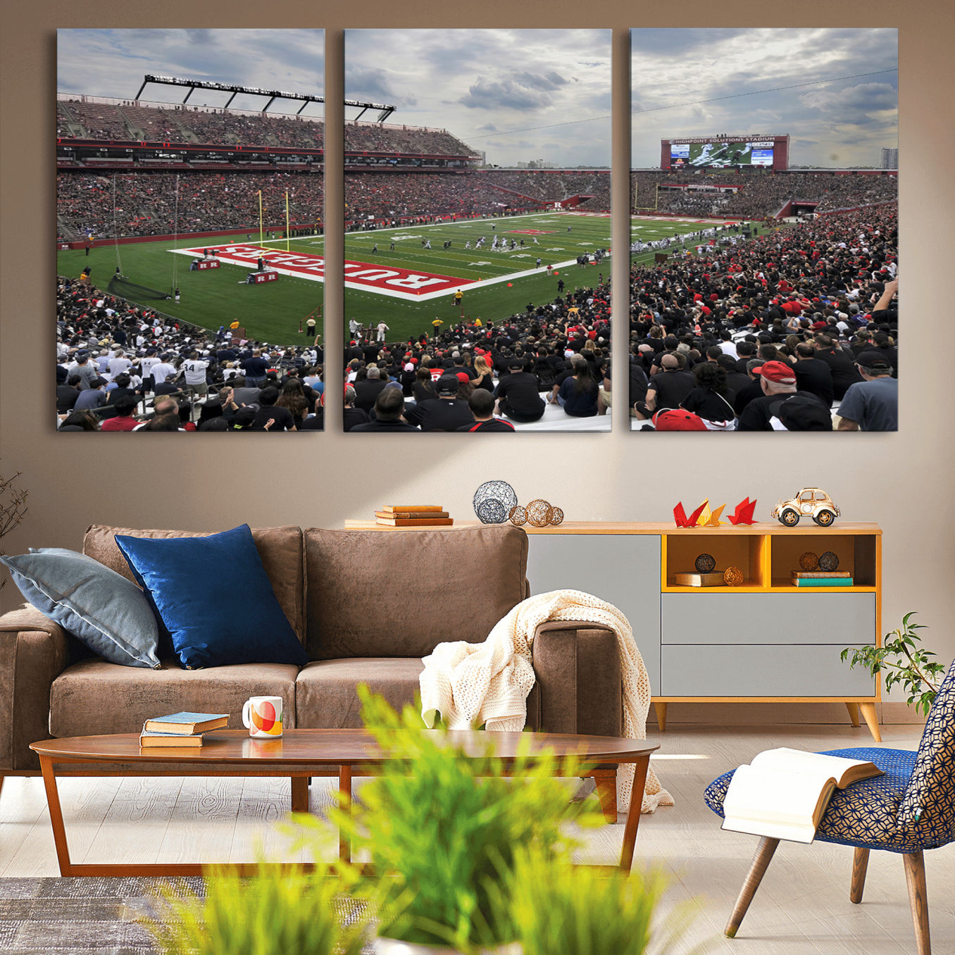 66777-MGV-CV-60X30-3P-Rutgers Scarlet Knights Football Team Print - SHI Stadium, Piscataway Wall Art Canvas Print