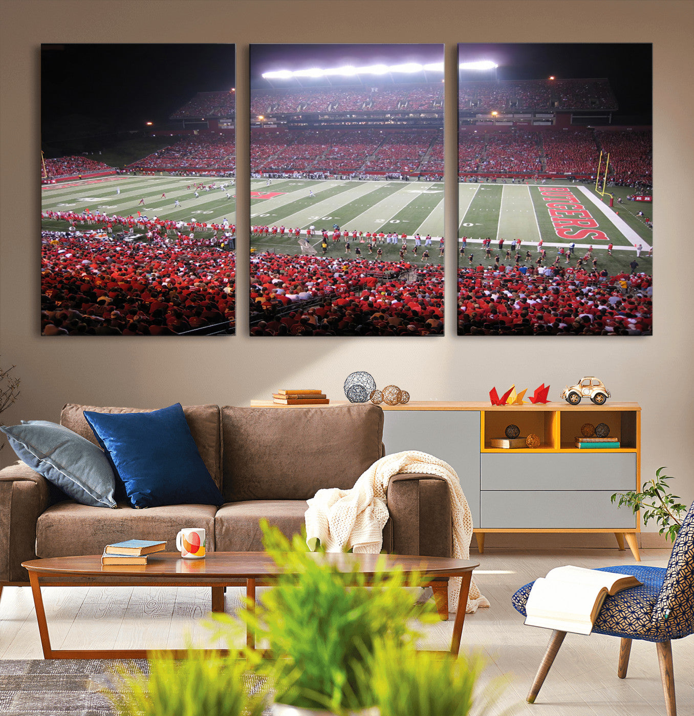 -Rutgers University Scarlet Knights Football Team Print - Piscataway SHI Stadium Wall Art Canvas