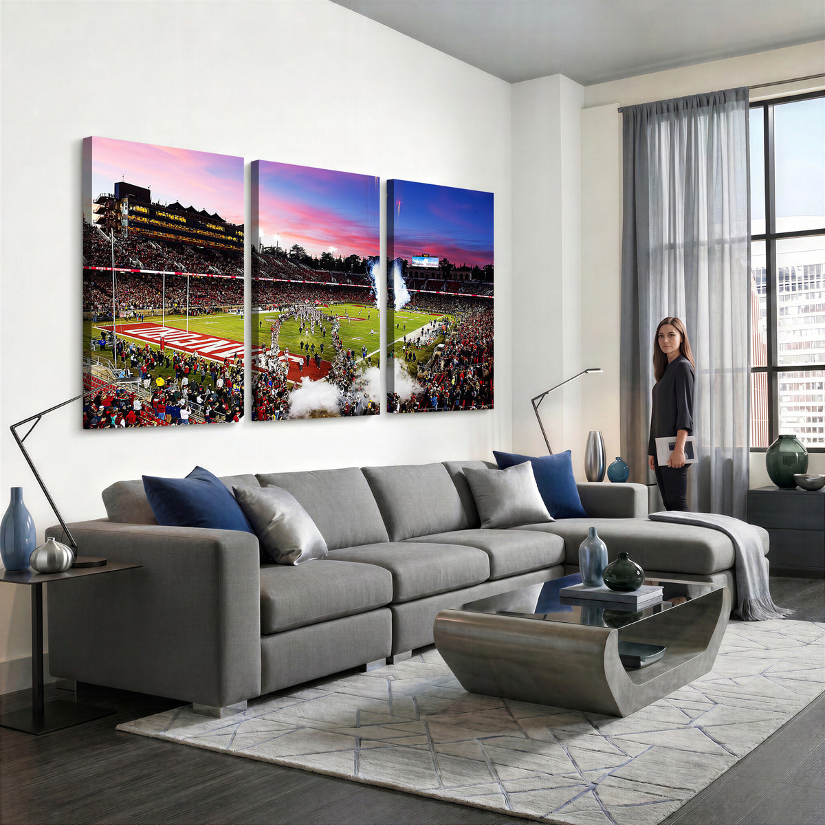 25557-PAN-FL-20X10 - Stanford University Cardinal Football Team Print - Stanford Stadium Wall Art Canvas Print