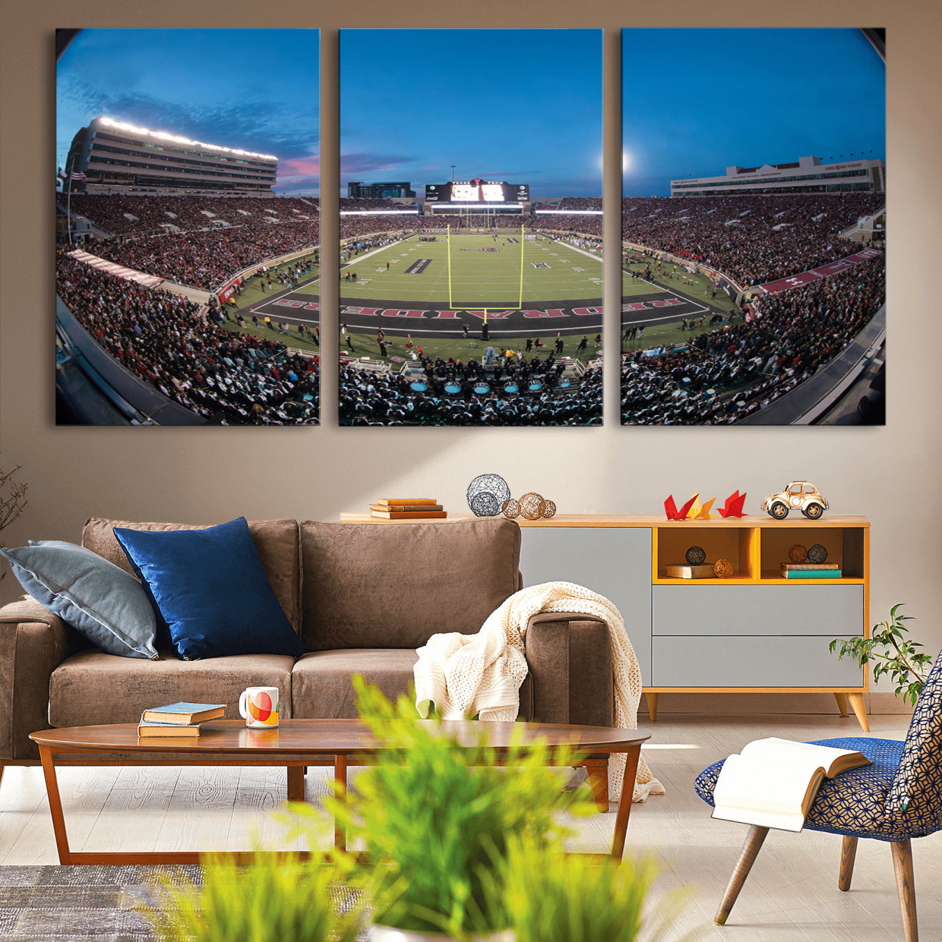 -Texas Tech Red Raiders Canvas, Framed Football Team Print - Lubbock Jones AT&T Stadium Wall Art
