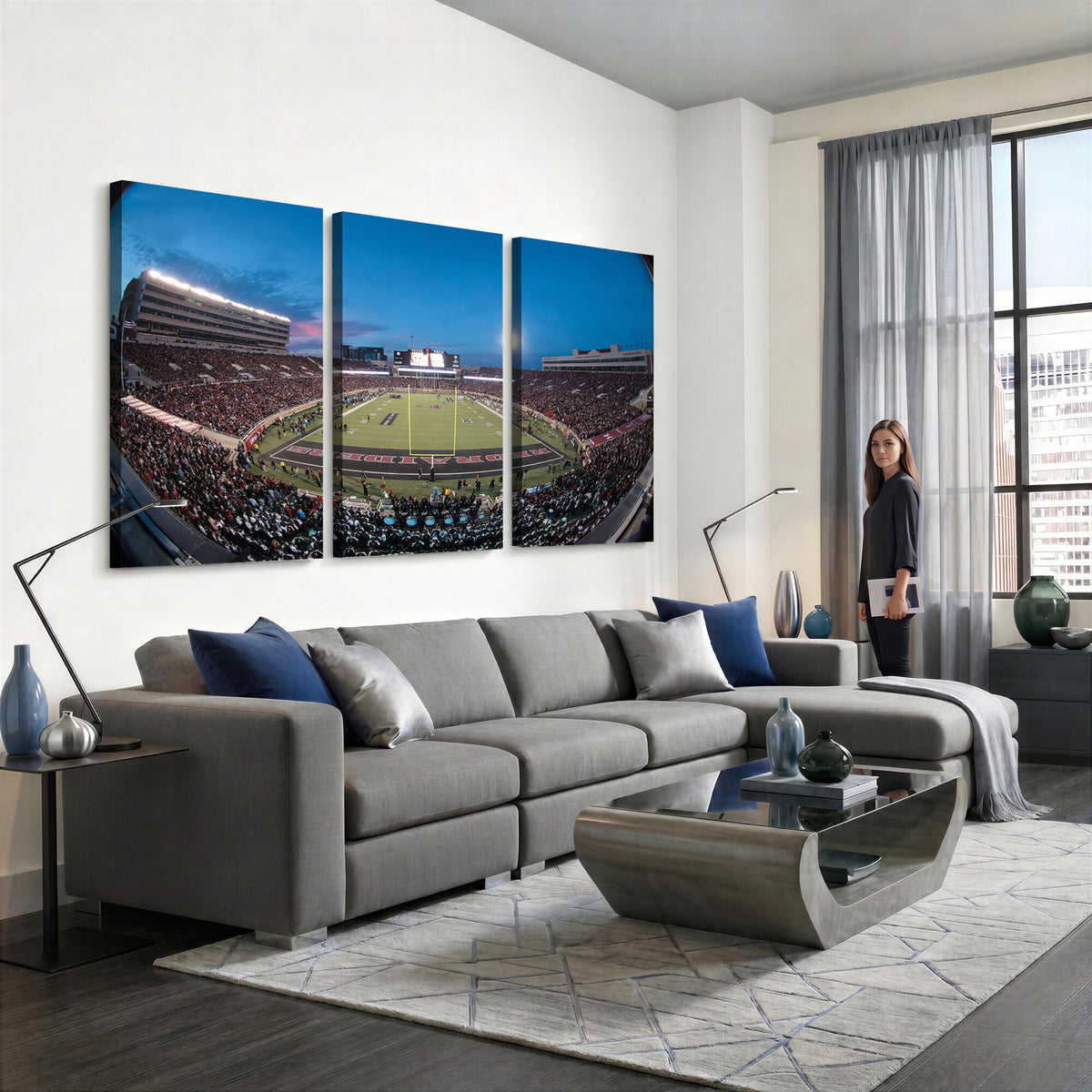 60763-PAN-FL-20X10 - Texas Tech Red Raiders Canvas, Framed Football Team Print - Lubbock Jones AT&T Stadium Wall Art