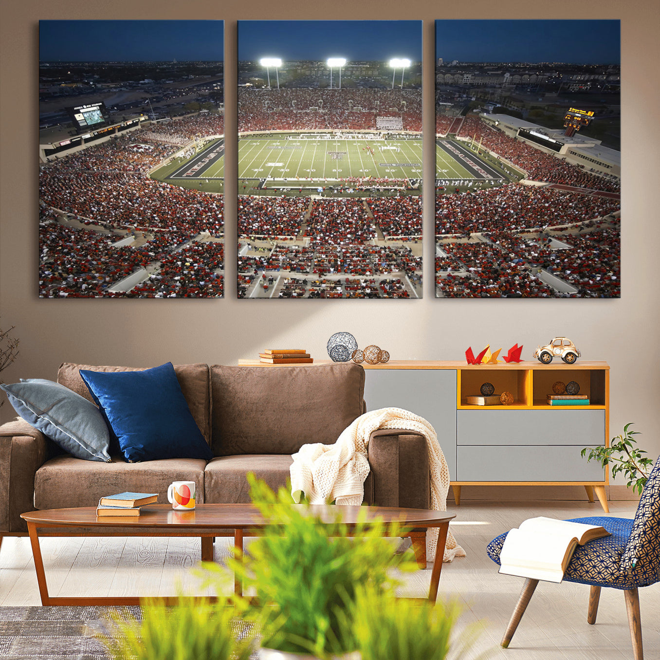 -Texas Tech Red Raiders Football Team Print - Lubbock Jones AT&T Stadium Wall Art Canvas Print