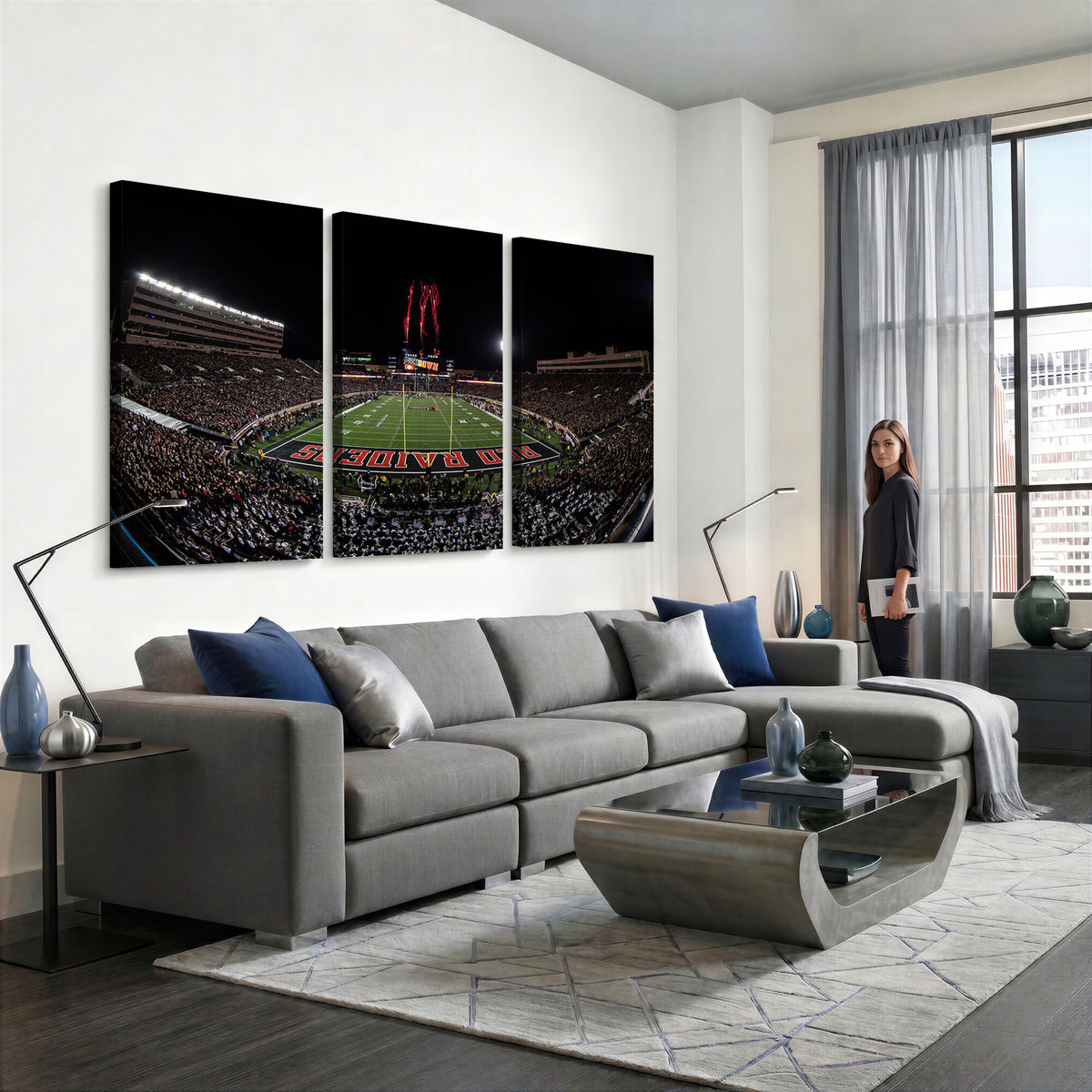 83122-PAN-FL-20X10 - Framed Texas Tech Red Raiders Stadium Canvas, Texas Tech Red Raiders Football Team Print - Lubbock
