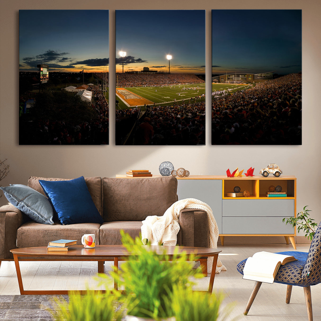 -Ball State Cardinals Football Team Print - Muncie Scheumann Stadium Wall Art Canvas Print
